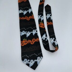 Neck Tie Mens Black Halloween Hallmark Trick or Treat Ghost USA NOVEL TIES